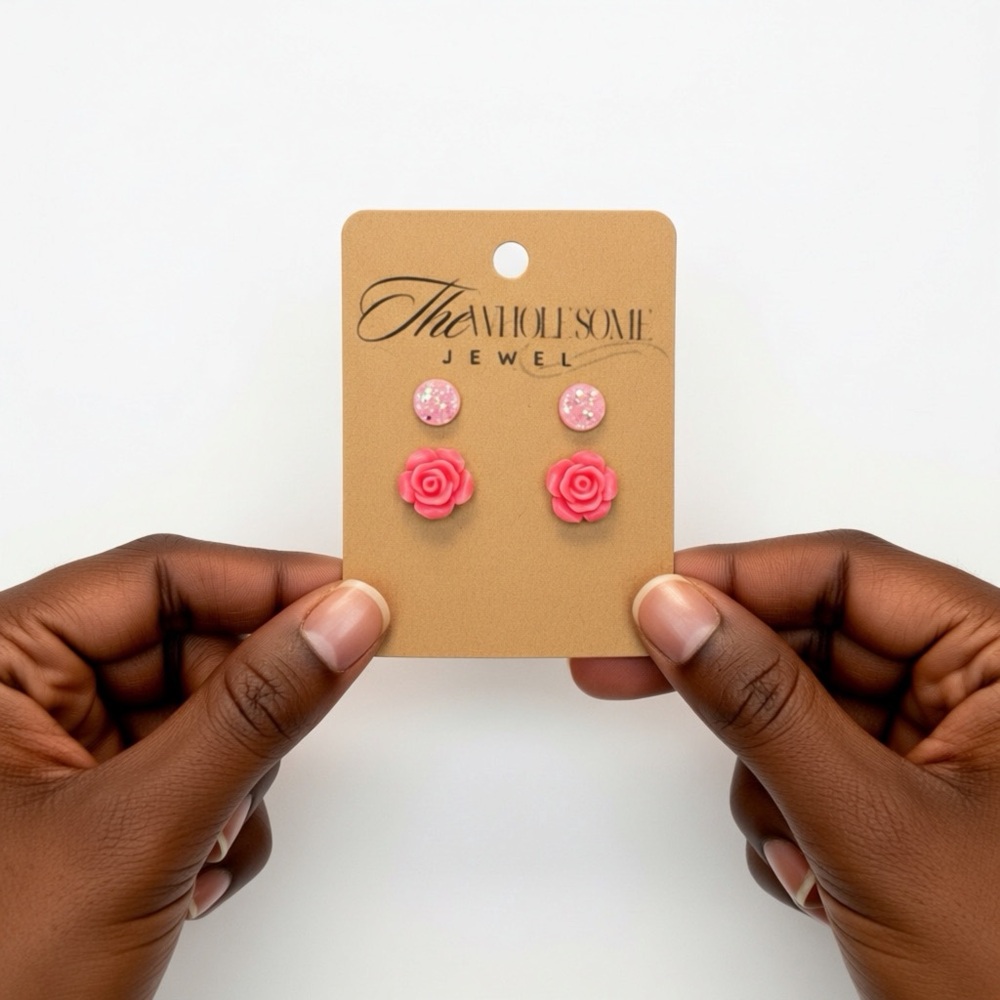 Pink Rose Earrings
